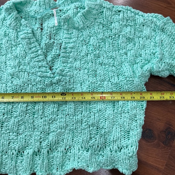 Free People Josephine Pullover Frozen Melon Sweater Green XS with Relaxed Fit - Picture 7 of 9